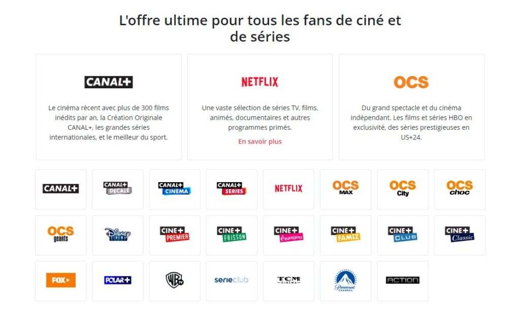 En plus de Disney+, le pack Ciné Séries de Canal+ comprend toutes ces chaînes et tous ces services.