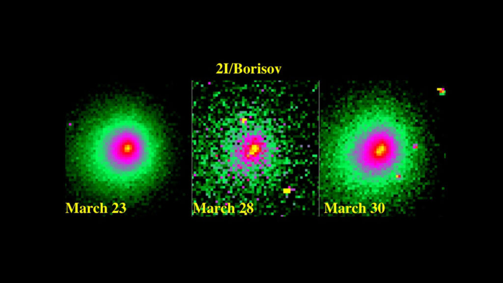 Les nouvelles données sur Borisov, obtenues par le télescope Hubble. // Source : The Astronomer's Telegram Les nouvelles données sur Borisov, obtenues par le télescope Hubble. // Source : The Astronomer's Telegram