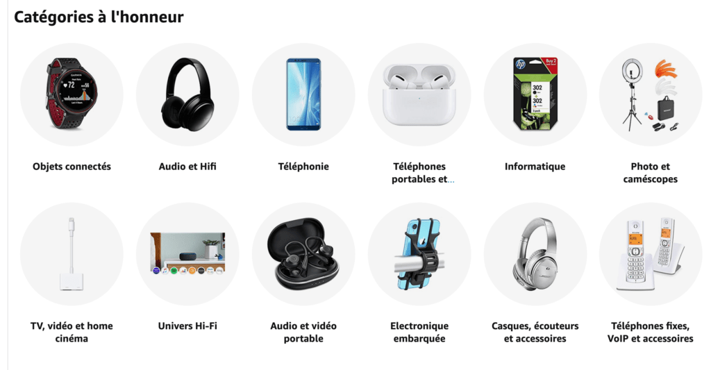 La rubrique high-tech d'Amazon contient de nombreux produits // Source : Amazon La rubrique high-tech d'Amazon contient de nombreux produits // Source : Amazon