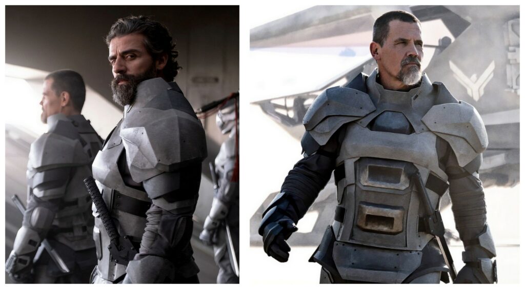 Gauche : Oscar Isaac as Duke Leto Atreides. Droite : Josh Brolin as Gurney Halleck // Source : Chiabella James / Vanity Fair Gauche : Oscar Isaac as Duke Leto Atreides. Droite : Josh Brolin as Gurney Halleck // Source : Chiabella James / Vanity Fair