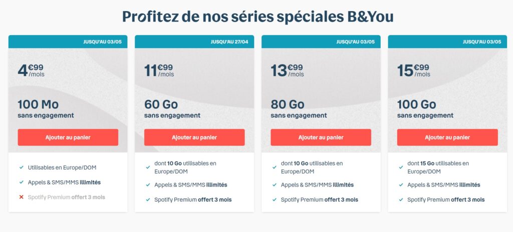forfait B&You à partir de 5 € forfait B&You à partir de 5 €