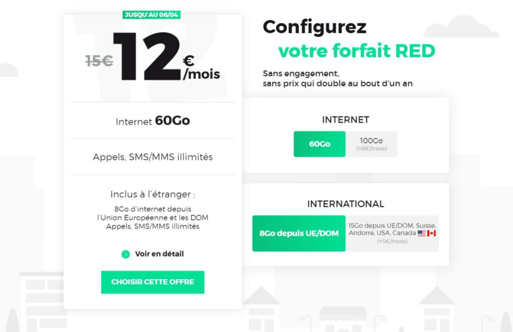 forfait RED 60 Go retour 12e par mois forfait RED 60 Go retour 12e par mois
