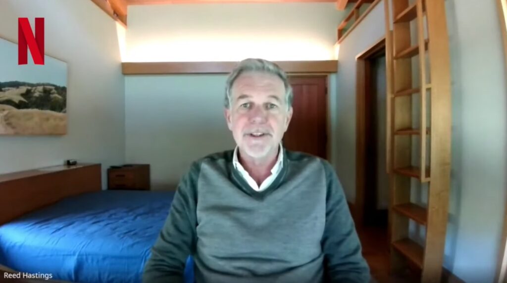 Reed Hastings, CEO de Netflix, confiné chez lui // Source : YouTube