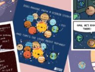 Les comptes Instagram à suivre pour voir des comics sur l'espace. // Source : Captures d'écran Instagram wandering.planet, wawawiwacomics, safely_endangered, nathanwpylestrangeplanet, montage Numerama