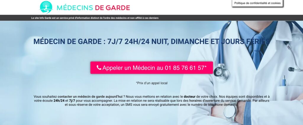 Capture d'écran « medecin.info-garde.fr » / Numerama Capture d'écran « medecin.info-garde.fr » / Numerama