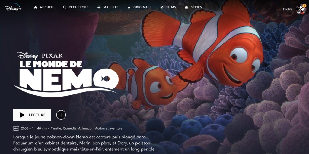 Le Monde de Nemo sur Disney+ // Source : Numerama Le Monde de Nemo sur Disney+ // Source : Numerama