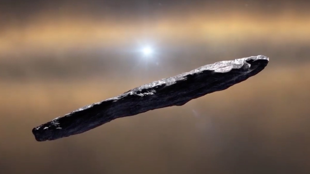 Vue d'artiste d'Oumuamua. // Source : Capture d'écran YouTube Thiton Pléiades Vue d'artiste d'Oumuamua. // Source : Capture d'écran YouTube Thiton Pléiades