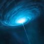 Vue d'artiste du quasar 3C 279. // Source : ESO/M. Kornmesser (photo recadrée) Vue d'artiste du quasar 3C 279. // Source : ESO/M. Kornmesser (photo recadrée)
