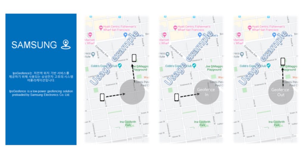 Capture d'écran de l'app IPSGeofence // Source : galaxystore