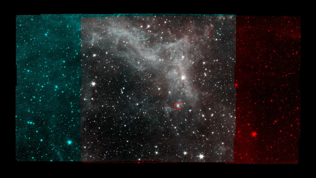 La nébuleuse Californie observée par le télescope Spitzer. // Source : NASA/JPL-Caltech/Palomar Digitized Sky Survey (photo recadrée) La nébuleuse Californie observée par le télescope Spitzer. // Source : NASA/JPL-Caltech/Palomar Digitized Sky Survey (photo recadrée)