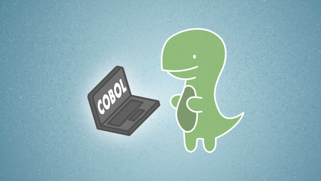 Le Cobol, un langage de la préhistoire de l'informatique ? // Source : Illustration de Lucie Benoit pour Numerama Le Cobol, un langage de la préhistoire de l'informatique ? // Source : Illustration de Lucie Benoit pour Numerama