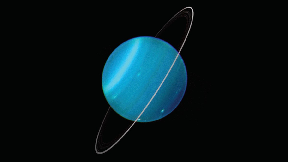La planète Uranus. // Source : Lawrence Sromovsky, University of Wisconsin-Madison/W.W. Keck Observatory (photo recadrée) La planète Uranus. // Source : Lawrence Sromovsky, University of Wisconsin-Madison/W.W. Keck Observatory (photo recadrée)