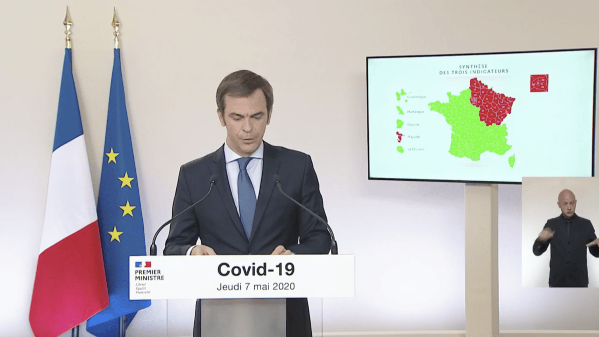 Olivier Véran et la carte finale // Source : Gouvernement Olivier Véran et la carte finale // Source : Gouvernement