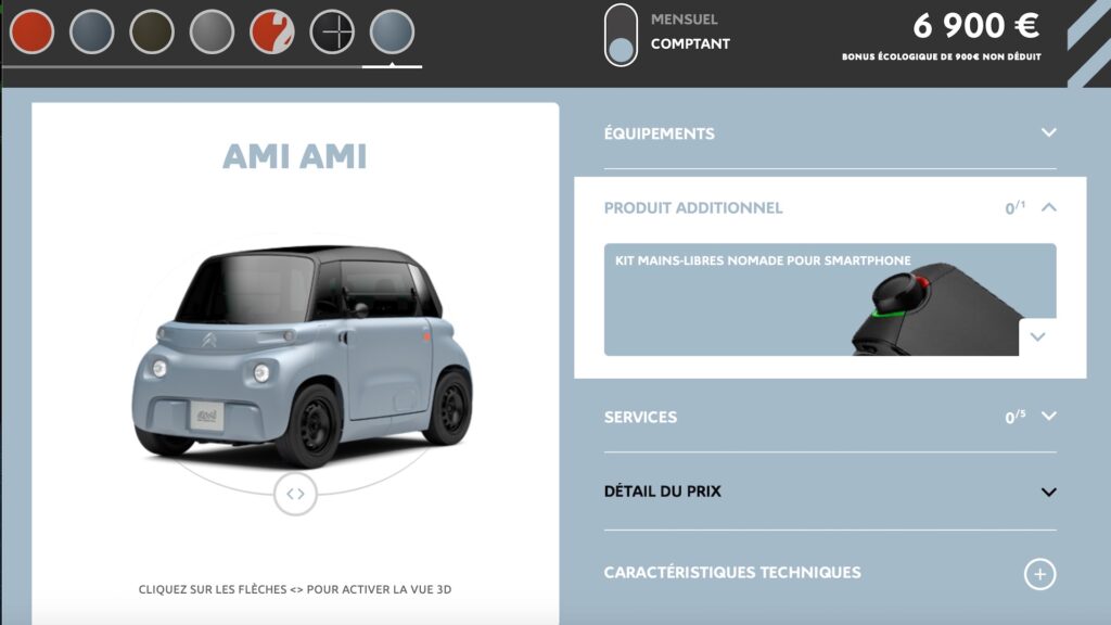 Citroën Ami à 6 900 euros // Source : Configurateur Citroën Ami Citroën Ami à 6 900 euros // Source : Configurateur Citroën Ami