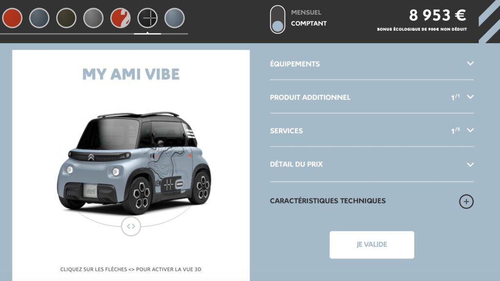 Citroën Ami à 8 953 euros // Source : Configurateur Citroën Ami Citroën Ami à 8 953 euros // Source : Configurateur Citroën Ami
