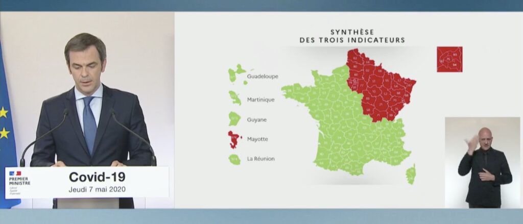 Code couleur final des départements français pour le déconfinement du 11 mai. // Source : Gouvernement Code couleur final des départements français pour le déconfinement du 11 mai. // Source : Gouvernement