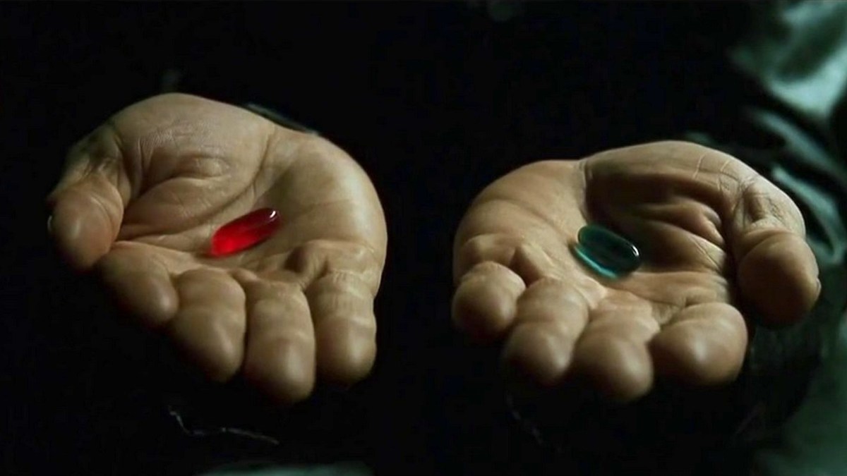 Les deux pilules dans Matrix // Source : Matrix Les deux pilules dans Matrix // Source : Matrix