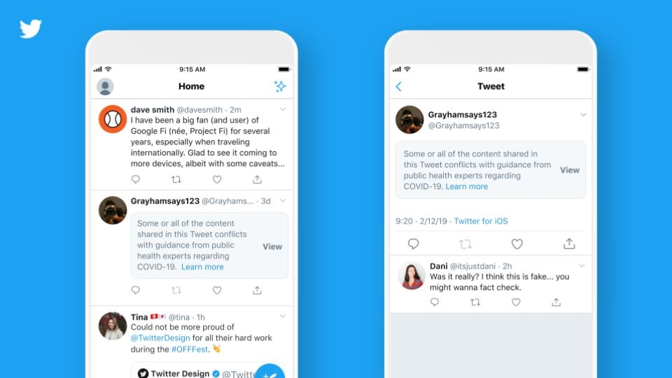 Twitter étiquette coronavirus