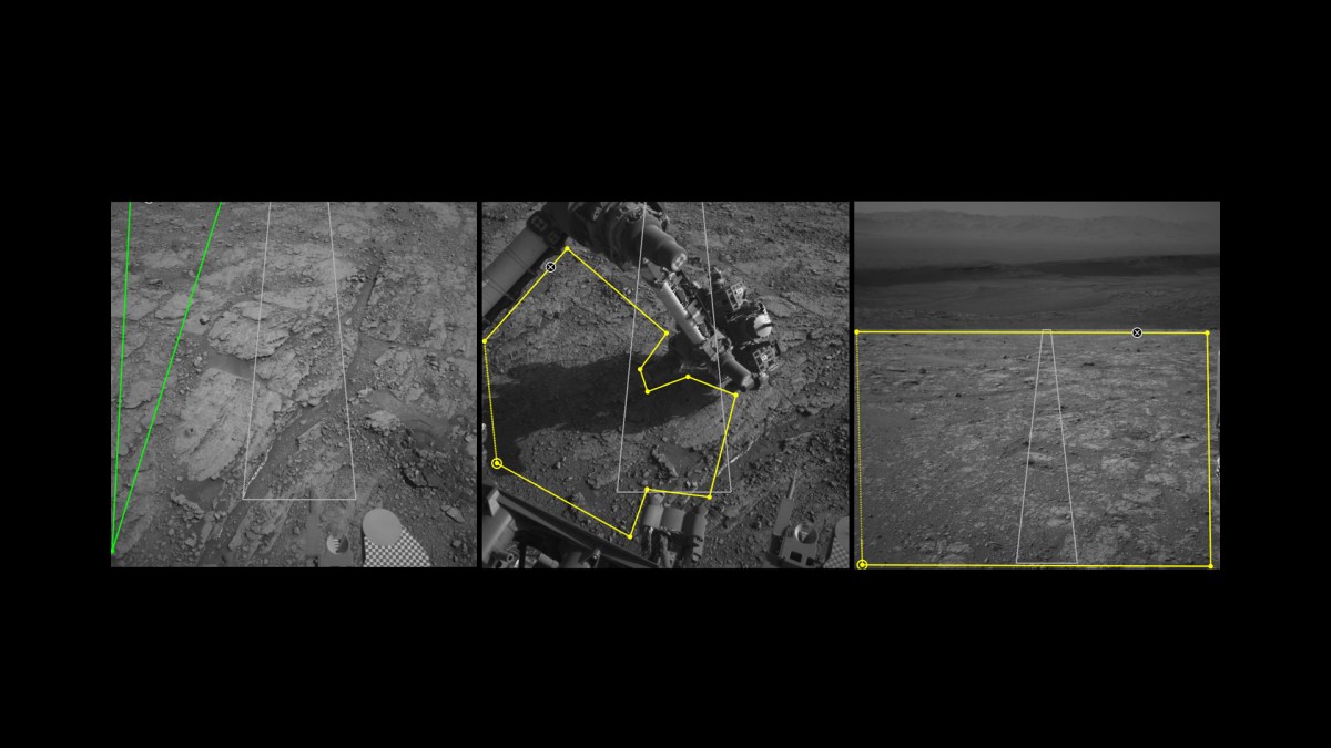 Des images de l'outil AI4Mars. // Source : NASA/JPL-Caltech (photo recadrée et modifiée) Des images de l'outil AI4Mars. // Source : NASA/JPL-Caltech (photo recadrée et modifiée)
