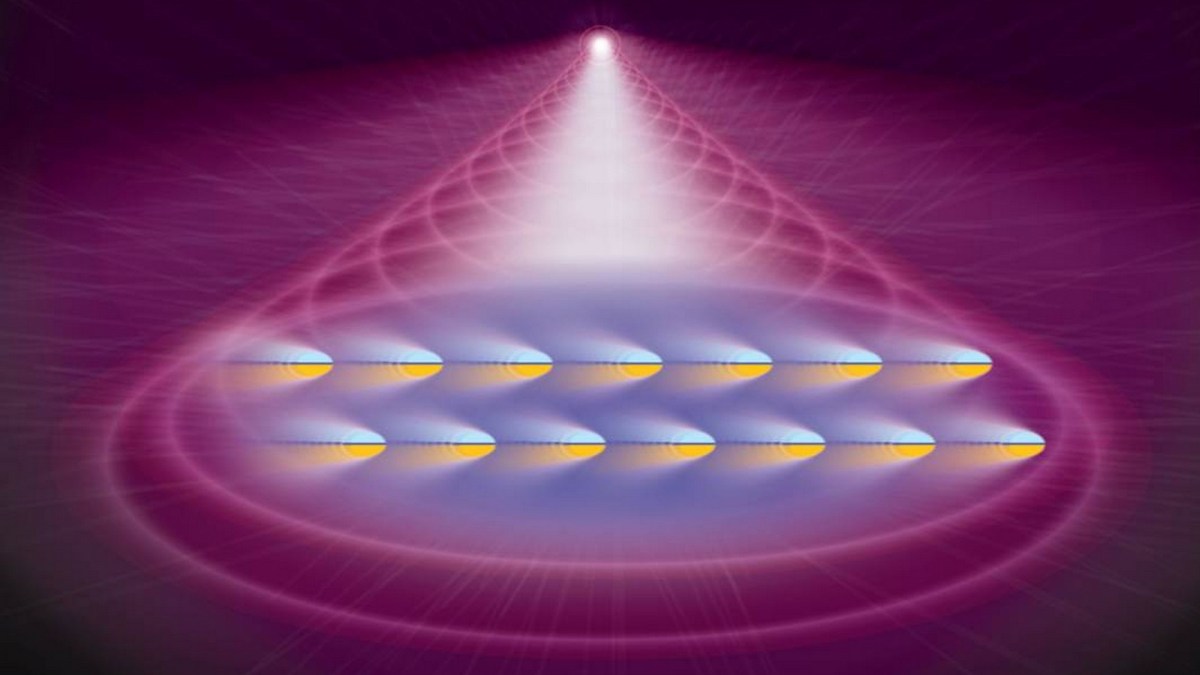 Représentation du condensat Bose-Einstein (Wikimedia). Représentation du condensat Bose-Einstein (Wikimedia).