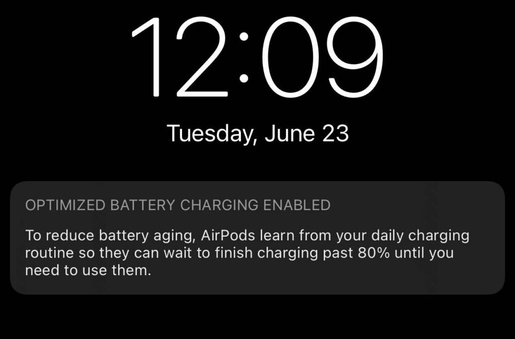 Optimisation recharge des AirPods // Source : 9TO5Mac