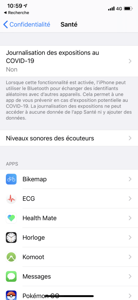 L'option Covid-19 correspond aux outils Google/Apple que StopCovid n'utilise pas. En plus, elle est facultative. // Source : Capture d'écran Numerama L'option Covid-19 correspond aux outils Google/Apple que StopCovid n'utilise pas. En plus, elle est facultative. // Source : Capture d'écran Numerama