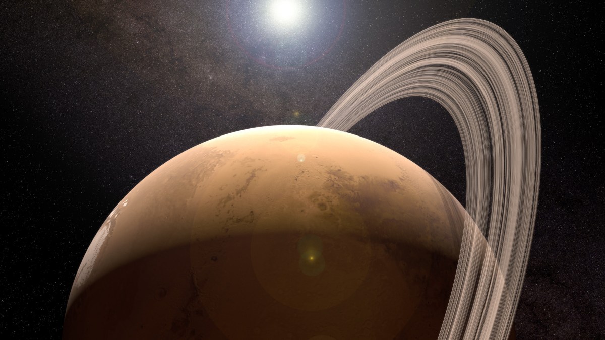Représentation de la planète Mars avec des anneaux. // Source : Flickr/CC/Kevin Gill Représentation de la planète Mars avec des anneaux. // Source : Flickr/CC/Kevin Gill