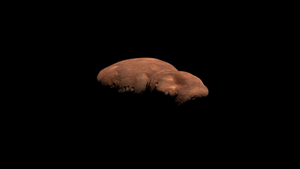 Visualisation en 3D d'Arrokoth. // Source : Via Twitter @_RomanTkachenko, Nasa/JHUAPL/SwRI/Roman Tkachenko Visualisation en 3D d'Arrokoth. // Source : Via Twitter @_RomanTkachenko, Nasa/JHUAPL/SwRI/Roman Tkachenko