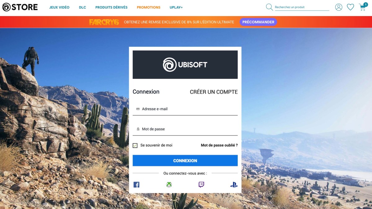 Le store d'Ubisoft ne prend pas en compte la double authentification. // Source : Capture d'écran du store d'Ubisoft le 29 juillet 2020 Le store d'Ubisoft ne prend pas en compte la double authentification. // Source : Capture d'écran du store d'Ubisoft le 29 juillet 2020