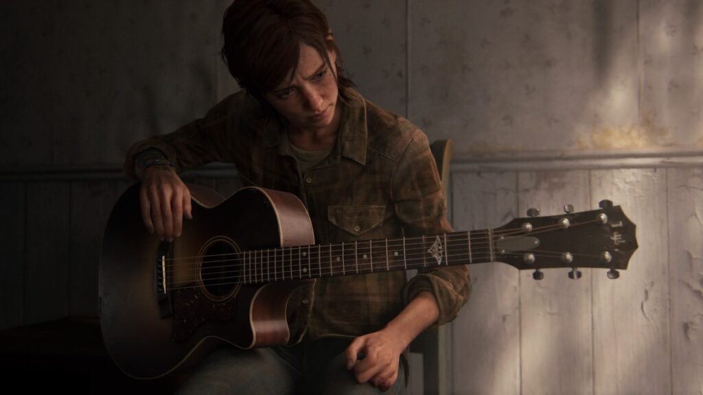 Ellie et sa guitare, lors de l'épilogue. // Source : Naughty Dog Ellie et sa guitare, lors de l'épilogue. // Source : Naughty Dog