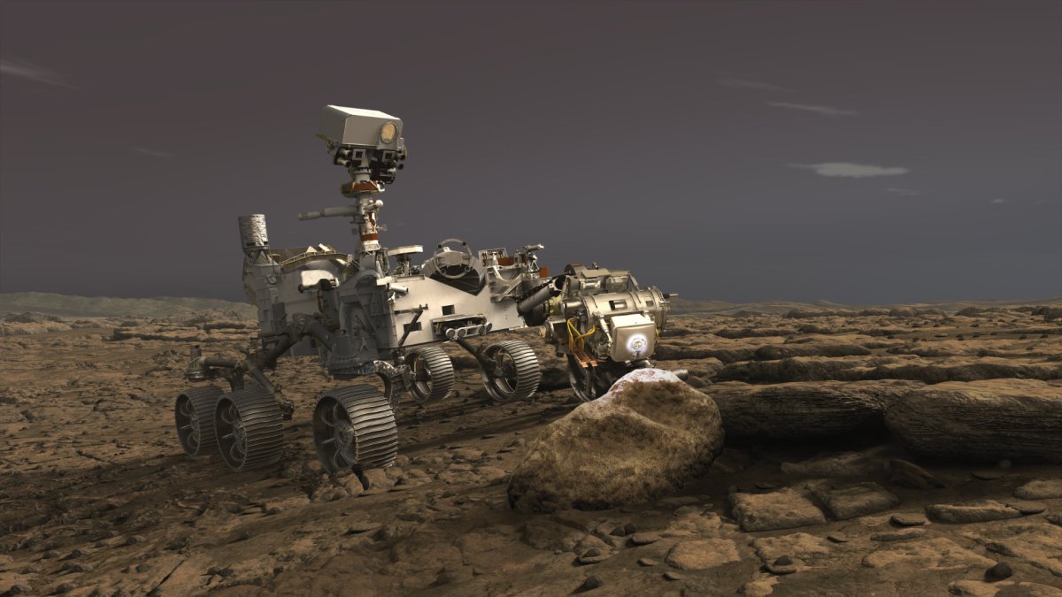 Vue d'artiste du rover Perseverance sur Mars. // Source : NASA/JPL-Caltech Vue d'artiste du rover Perseverance sur Mars. // Source : NASA/JPL-Caltech
