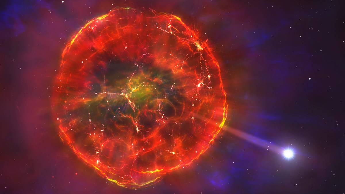 Vue d'artiste de la supernova partielle. // Source : University of Warwick/Mark Garlick (photo recadrée) Vue d'artiste de la supernova partielle. // Source : University of Warwick/Mark Garlick (photo recadrée)