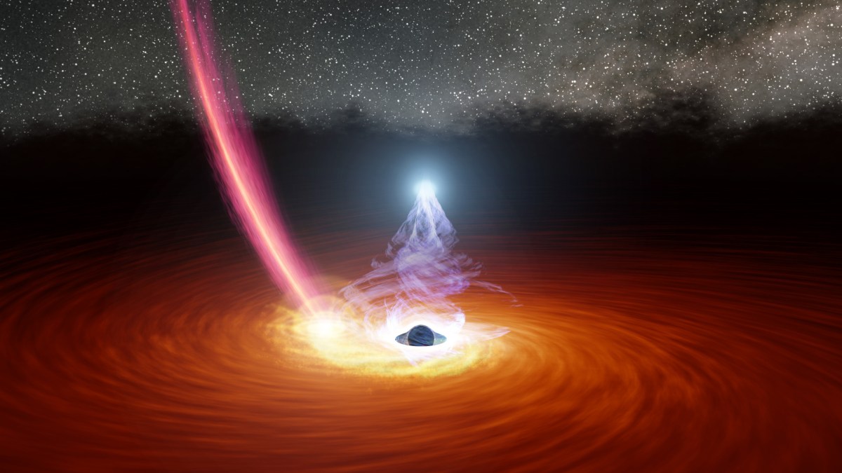 Vu d'artiste d'un trou noir et de son disque de gaz. // Source : NASA/JPL-Caltech Vu d'artiste d'un trou noir et de son disque de gaz. // Source : NASA/JPL-Caltech