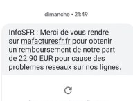 Un phishing ser faisant passer pour SFR est en cours. // Source : Twitter