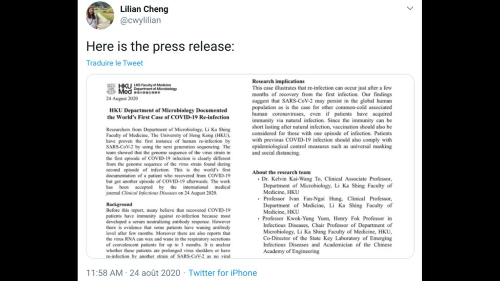 Le communiqué de presse. // Source : Posté par @cwylilian du South China Morning Post Le communiqué de presse. // Source : Posté par @cwylilian du South China Morning Post
