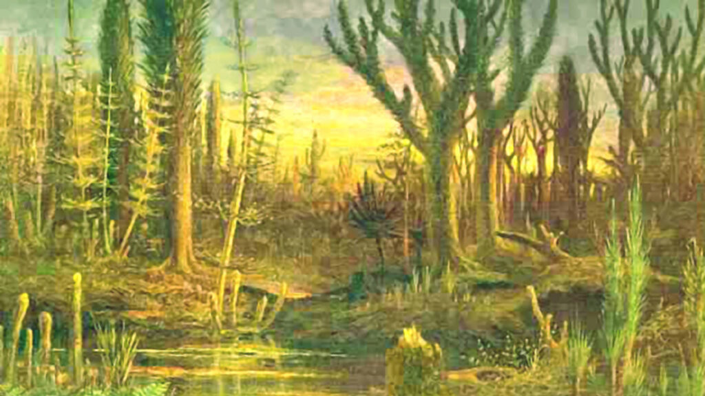 Représentation d'artiste d'une scène du Dévonien. // Source : Wikimedia/Domaine public (image recadrée)