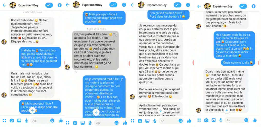 Capture des échanges entre Baptiste Mortier-Dumont en 2016 avec un adolescent de 14 ans // Source : Captures Numerama Capture des échanges entre Baptiste Mortier-Dumont en 2016 avec un adolescent de 14 ans // Source : Captures Numerama