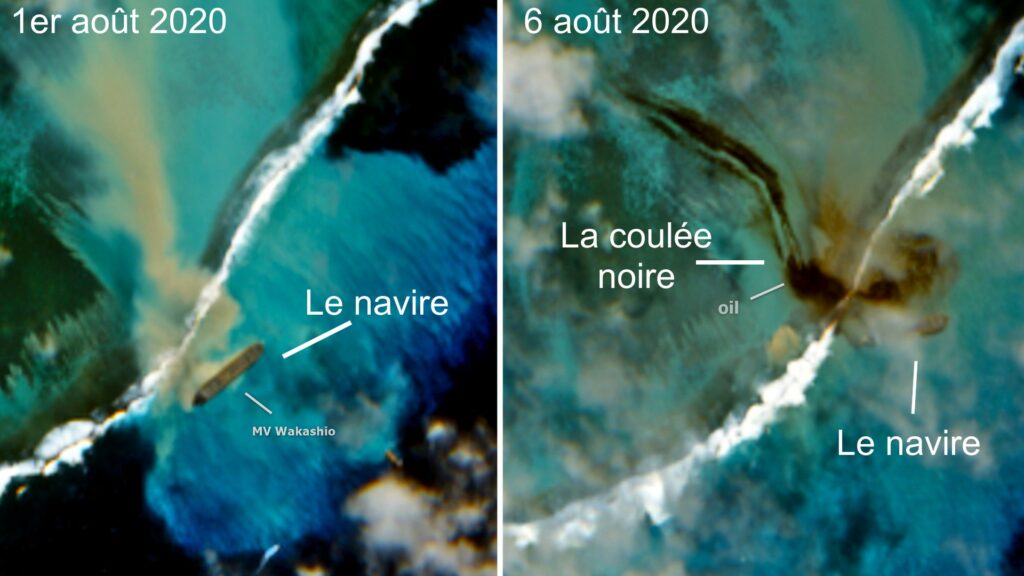 L'écoulement d'hydrocarbures est visible en quelques jours. // Source : Directorate-General for Defence Industry and Space L'écoulement d'hydrocarbures est visible en quelques jours. // Source : Directorate-General for Defence Industry and Space
