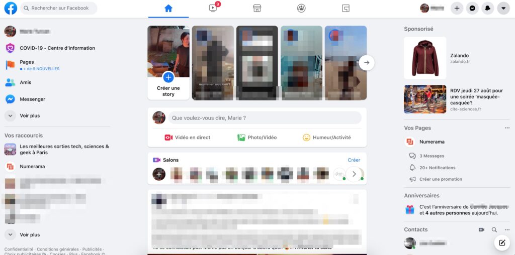 Le nouveau Facebook // Source : Capture Numerama