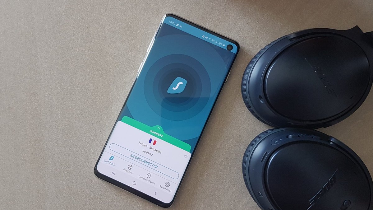 L'application mobile de Surfshark, ici sur un smartphone Android.