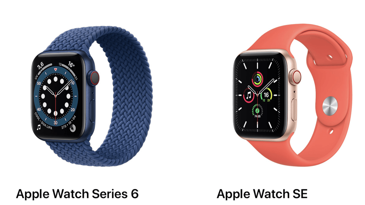 Apple Watch Series 6 versus Apple Watch SE // Source : Apple Apple Watch Series 6 versus Apple Watch SE // Source : Apple
