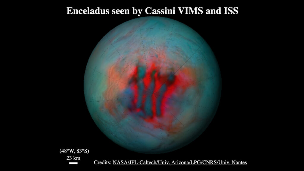 Les rayures de tigre sur Encelade. // Source : NASA/JPL-Caltech/University of Arizona/LPG/CNRS/University of Nantes Les rayures de tigre sur Encelade. // Source : NASA/JPL-Caltech/University of Arizona/LPG/CNRS/University of Nantes