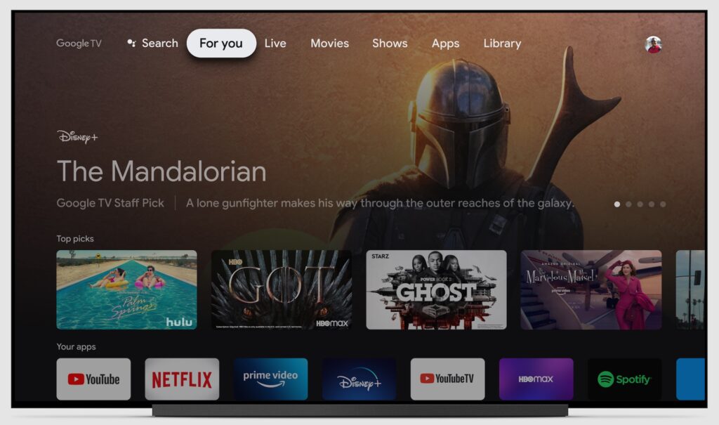 L'interface Google TV // Source : Google L'interface Google TV // Source : Google