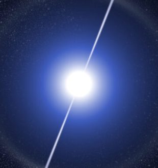 Représentation d'un pulsar. // Source : Wikimedia/CC/Elmi1966 (photo recadrée) Représentation d'un pulsar. // Source : Wikimedia/CC/Elmi1966 (photo recadrée)