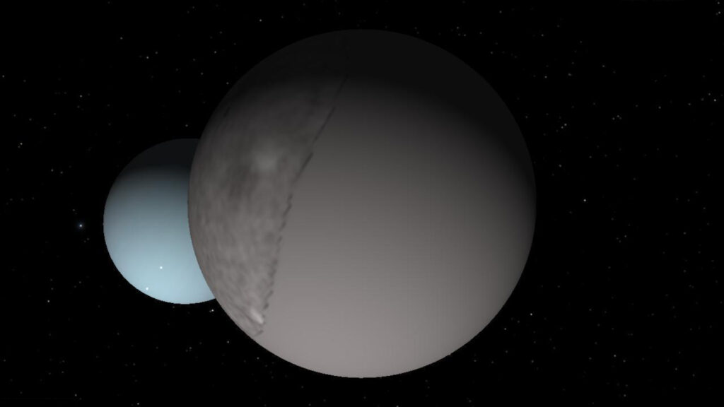 Umbriel et Uranus. // Source : Wikimedia/CC/Miguel Brandão Umbriel et Uranus. // Source : Wikimedia/CC/Miguel Brandão
