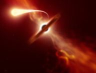 Une étoile en train de se « spaghettiser ». // Source : ESO/M. Kornmesser