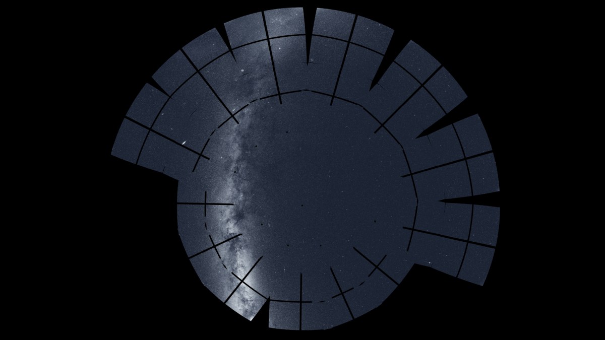 Mosaïque du ciel. // Source : NASA/MIT/TESS and Ethan Kruse (USRA) Mosaïque du ciel. // Source : NASA/MIT/TESS and Ethan Kruse (USRA)