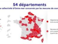 Carte des départements concernés par le couvre-feu au 22 octobre 2020. // Source : Gouvernement