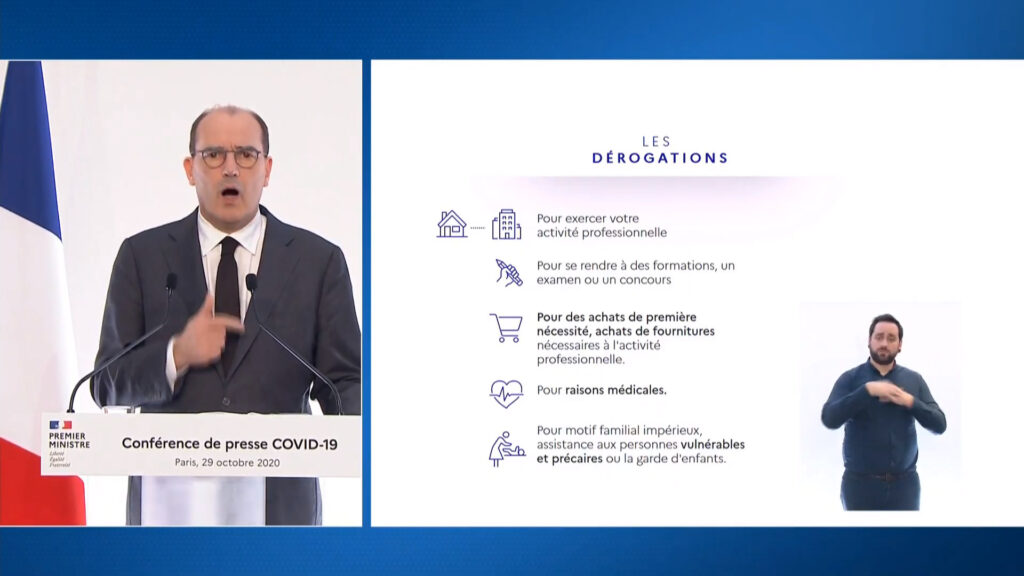 Jean Castex précise les dispositions du reconfinement // Source : Capture d'écran Numerama Jean Castex précise les dispositions du reconfinement // Source : Capture d'écran Numerama