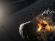 Vue d'artiste de la collision qui avait été soupçonnée d'être une planète. // Source : Nasa (photo recadrée) Vue d'artiste de la collision qui avait été soupçonnée d'être une planète. // Source : Nasa (photo recadrée)